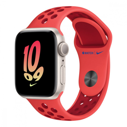 Apple Watch Nike SE 2022 40 Starlight Nike Sport Band S M Bright Crimson Gym Red Hi Store