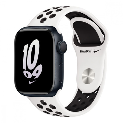 Apple Watch Nike Series 8, 41 мм корпус из алюминия цвета «Midnight», ремешок Nike Sport Band размера S/M цвета «Summit White/Black»