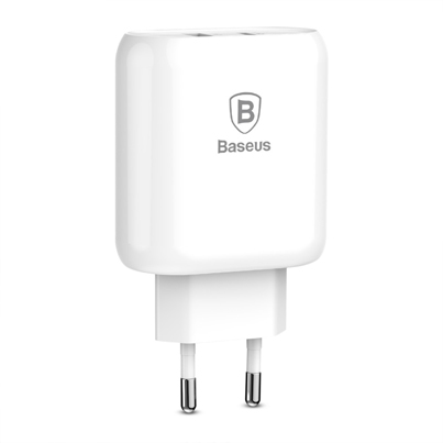 Зарядное устройство USB Type-C с кабелем для зарядки USB Type-C Baseus 2 USB Quick Charge 32 Вт 5V/9V/12V Bojure Series, белый