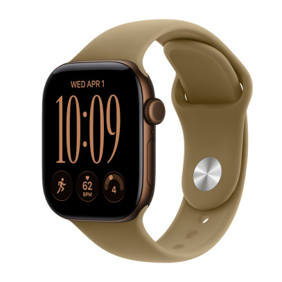 Apple Watch Series 12, 46 мм корпус из алюминия цвета «Dark Bronze», ремешок Sport Band размера S/M цвета «Olive»