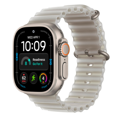 Apple Watch Ultra 4, 49 мм корпус из титана цвета «Natural», ремешок Ocean Band цвета «Translucent Gray»