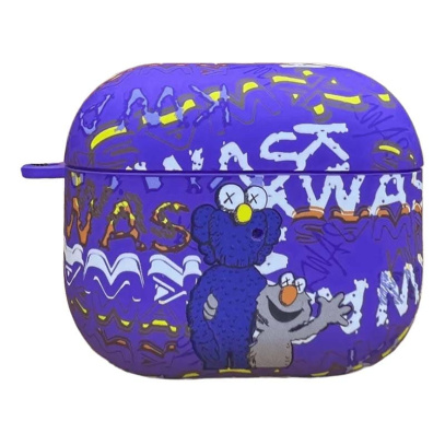 Чехол для AirPods 3 COQUE POUR Фиолетовый с рисунком KWAS