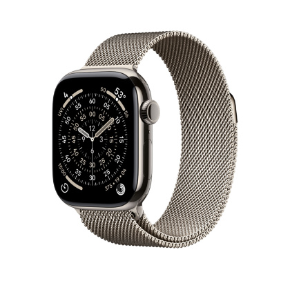 Apple Watch Series 11, 46 мм корпус из титана цвета «Natural», ремешок Milanese Loop цвета «Natural»