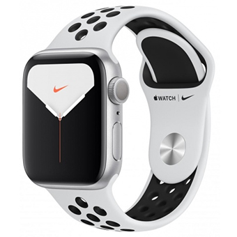 Apple Watch Nike+ Series 5, 40 мм, корпус из алюминия серебристого цвета, спортивный ремешок Nike цвета «чистая платина/чёрный»