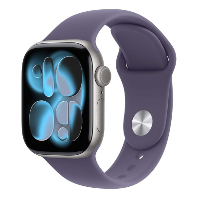 Apple Watch Series 11, 46 мм корпус из алюминия цвета «Space Gray», ремешок Sport Band размера S/M цвета «Purple Fog»