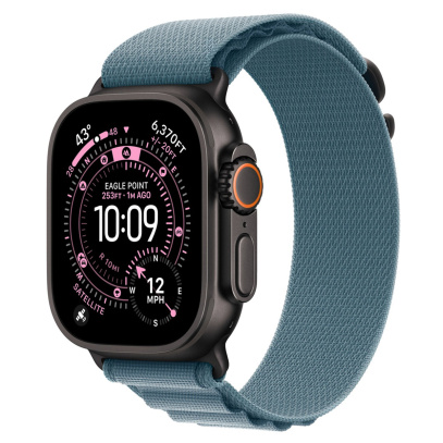 Apple Watch Ultra 3 (2025), 49 мм корпус из титана цвета «Black», ремешок Alpine Loop размера M цвета «Light Blue»