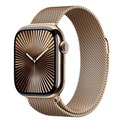 Apple Watch Series 10, 42 мм корпус из титана цвета «Gold», ремешок Milanese Loop цвета «Gold»
