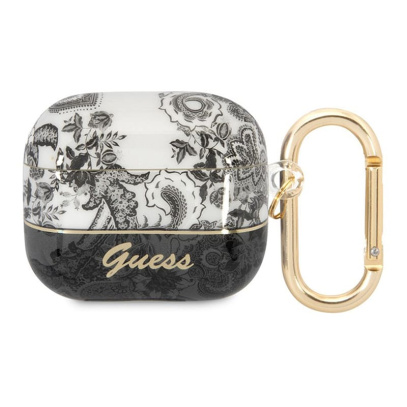 Чехол с карабином для AirPods 3 CG Mobile Guess TPU Toile de Jouy (GUA3HGPLHG) Серый