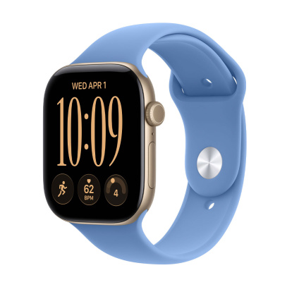 Apple Watch Series 12, 46 мм корпус из алюминия цвета «Space Gray», ремешок Sport Band размера M/L цвета «Wildflower Blue»