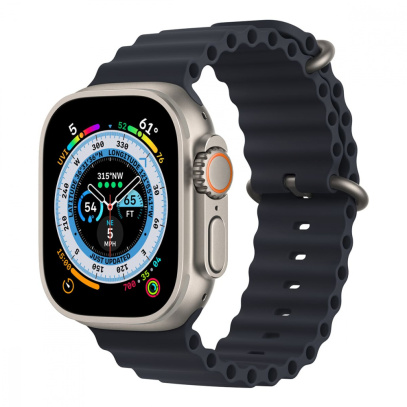 Apple Watch Ultra, 49 мм корпус из титана цвета «Natural», ремешок Ocean Band цвета «Midnight»