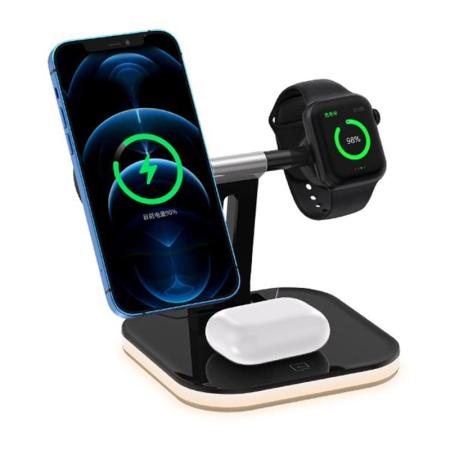 Зарядная станция 4в1 Fast Wireless Charging Station Dock 25W (Led lights)