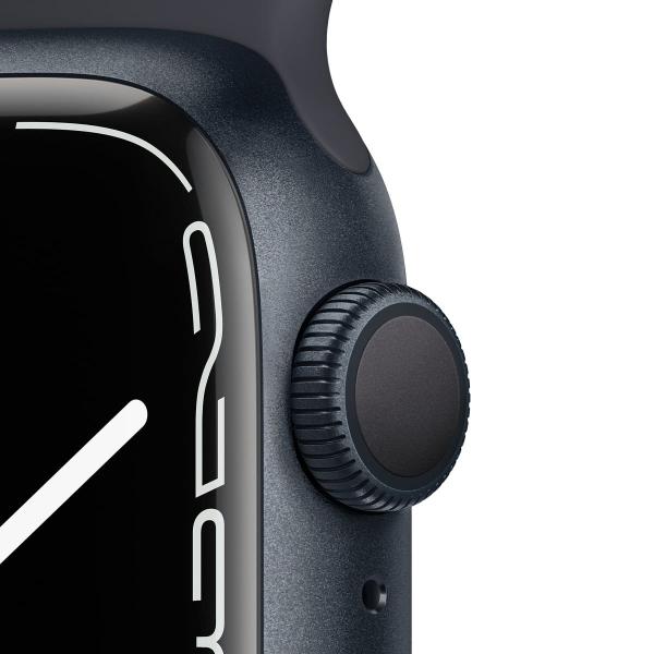 Apple Watch Series 7, 45 мм корпус из алюминия цвета «тёмная ночь»,  спортивный ремешок «тёмная ночь» Apple Watch Series 7, 45 мм корпус из алюминия цвета «тёмная ночь»,  спортивный ремешок «тёмная ночь»