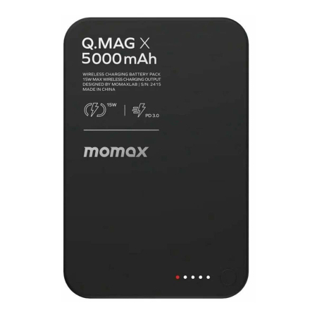 Внешний аккумулятор MOMAX 5000mAh Q.Mag Ultra Slim Magnetic Wireless Battery Pack Чёрный