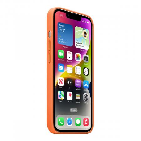 Чехол Leather Case MagSafe для Apple iPhone 14 «Orange» Чехол Leather Case MagSafe для Apple iPhone 14 «Orange»