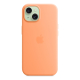Чехол Silicone Case для Apple iPhone 15 с MagSafe  Orange Sorbet, оранжевый Чехол Silicone Case для Apple iPhone 15 с MagSafe  Orange Sorbet, оранжевый