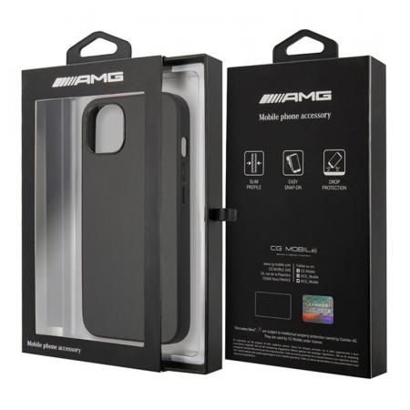 Чехол AMG для iPhone 13 Genuine leather Big logo Hard (AMHCP13MDOLGR) Черный