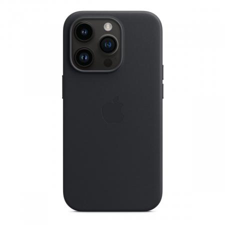 Чехол Leather Case MagSafe для Apple iPhone 14 Pro «Midnight» Черный Чехол Leather Case MagSafe для Apple iPhone 14 Pro «Midnight» Черный