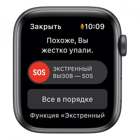 Apple Watch SE (2020), 44 мм корпус из алюминия цвета «серый космос» спортивный ремешок цвета «Midnight»