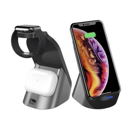 Док-станция Three in one Wireless Charger Station 3в1 15W (H-18) Black, черный Док-станция Three in one Wireless Charger Station 3в1 15W (H-18) Black, черный