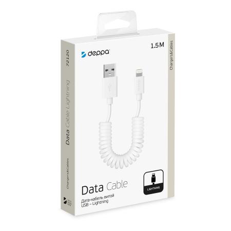 Дата-кабель Deppa USB - Lightning витой, 1,5 м (72120) Белый