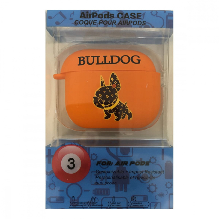 Чехол для AirPods 3 COQUE POUR Оранжевый с рисунком BULLDOG