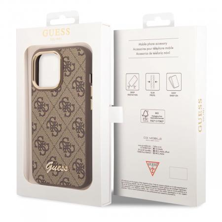 Чехол Guess для iPhone 14 Pro CG Mobile PU 4G Script metal logo Hard (GUHCP14LHG4SHW) Коричневый Чехол Guess для iPhone 14 Pro CG Mobile PU 4G Script metal logo Hard (GUHCP14LHG4SHW) Коричневый