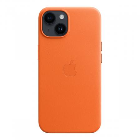 Чехол Leather Case MagSafe для Apple iPhone 14 «Orange» Чехол Leather Case MagSafe для Apple iPhone 14 «Orange»