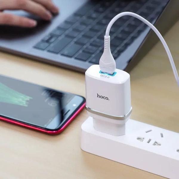 Зарядное устройство hoco. Smart QC3.0 Charger USB-A 18 Вт (C12Q), белый