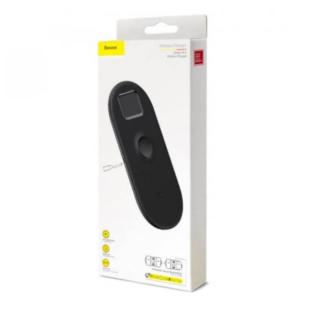 Беспроводное зарядное устройство Baseus Smart 3в1 (WX3IN1-01) Black, черный Беспроводное зарядное устройство Baseus Smart 3в1 (WX3IN1-01) Black, черный
