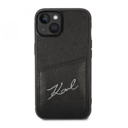 Чехол Karl Lagerfeld для iPhone 14 PU with Cardslot Signature logo Hard (KLHCP14SCSSK) Черный