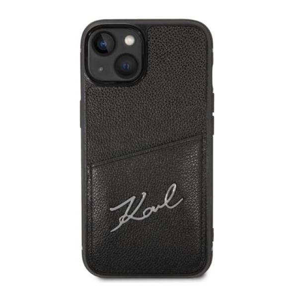 Чехол Karl Lagerfeld для iPhone 14 PU with Cardslot Signature logo Hard (KLHCP14SCSSK) Черный