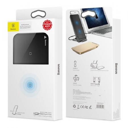Беспроводное зарядное устройство Baseus Wireless Charger Pad Desktop Holder (WXHSD-01) Black, черный