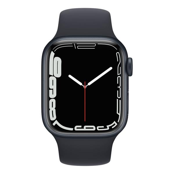 Apple Watch Series 7, 41 мм корпус из алюминия цвета «тёмная ночь»,  спортивный ремешок «тёмная ночь» Apple Watch Series 7, 41 мм корпус из алюминия цвета «тёмная ночь»,  спортивный ремешок «тёмная ночь»