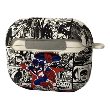 Чехол для AirPods 3 COQUE POUR Белый с рисунком Captain America