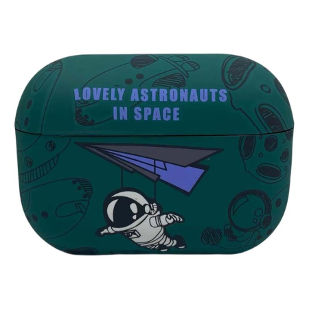 Чехол для AirPods Pro COQUE POUR Зеленый с рисунком Lovely astronauts in space Чехол для AirPods Pro COQUE POUR Зеленый с рисунком Lovely astronauts in space