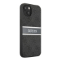 Чехол Guess для iPhone 14 PU 4G Stripe printed logo Hard (GUHCP14S4GDGR) Серый