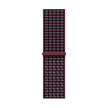 Apple Watch Series 12, 42 мм корпус из алюминия цвета «Black», ремешок Sport Loop цвета «Burgundy Plaid»