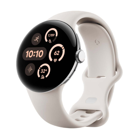Часы Pixel Watch 3, 45 мм, Wi-Fi, Polished Silver/Porcelain, серебристый