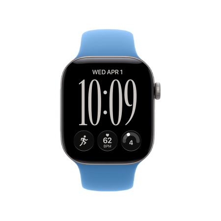 Apple Watch Series 12, 42 мм корпус из алюминия цвета «Space Gray», ремешок Sport Band размера S/M цвета «Wildflower Blue»