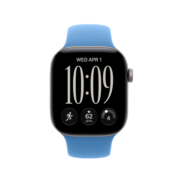 Apple Watch Series 12, 42 мм корпус из алюминия цвета «Space Gray», ремешок Sport Band размера S/M цвета «Wildflower Blue»