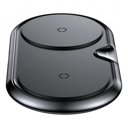 Беспроводное зарядное устройство Baseus 2в1 Metal Dual Wireless Charger (WXXHJ-A01) Black, черный Беспроводное зарядное устройство Baseus 2в1 Metal Dual Wireless Charger (WXXHJ-A01) Black, черный