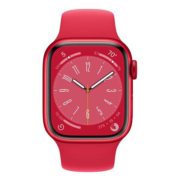 Apple Watch Series 8, 41 мм корпус из алюминия цвета (PRODUCT)RED™, ремешок Sport Band размера S/M цвета (PRODUCT)RED™