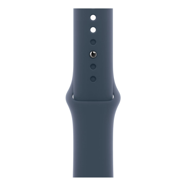 Apple Watch SE (2023), 40 мм корпус из алюминия цвета «Silver», ремешок Sport Band размера M/L цвета «Storm Blue»