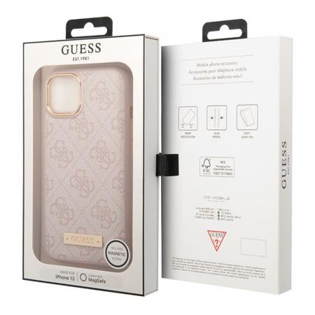 Чехол Guess для iPhone 13 с Magsafe PU 4G Plate metal logo Hard (GUHMP13MU4GPRP) Розовый Чехол Guess для iPhone 13 с Magsafe PU 4G Plate metal logo Hard (GUHMP13MU4GPRP) Розовый