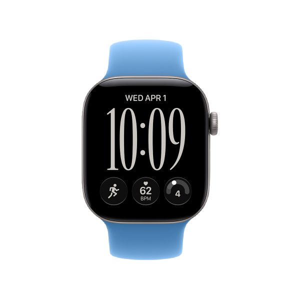 Apple Watch Series 12, 42 мм корпус из алюминия цвета «Space Gray», ремешок Solo Loop цвета «Wildflower Blue»