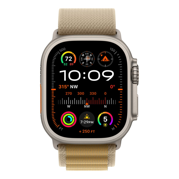 Apple Watch Ultra 2 (2024), 49 мм корпус из титана цвета «Natural», ремешок Alpine Loop размера L цвета «Tan» Apple Watch Ultra 2 (2024), 49 мм корпус из титана цвета «Natural», ремешок Alpine Loop размера L цвета «Tan»