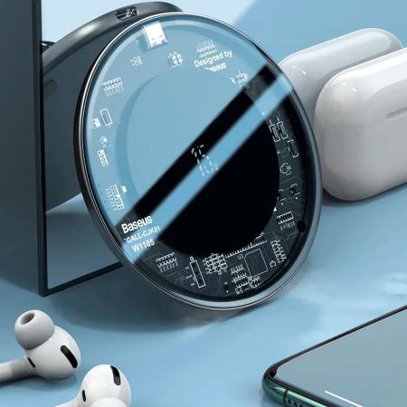 Беспроводное зарядное устройство Baseus Simple Wireless Charger 15W Type-C BSWC-P10CX (WXJK-BA02) Black, черный/прозрачный