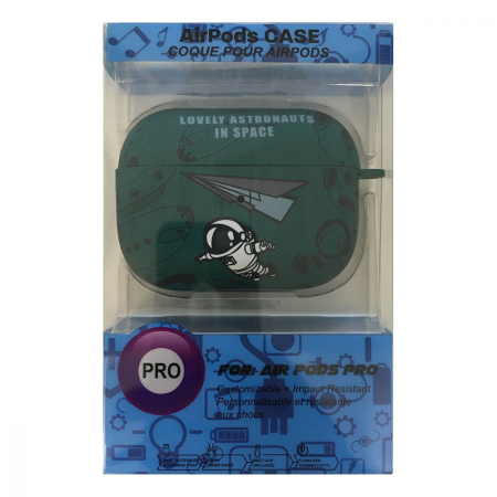 Чехол для AirPods Pro COQUE POUR Зеленый с рисунком Lovely astronauts in space Чехол для AirPods Pro COQUE POUR Зеленый с рисунком Lovely astronauts in space