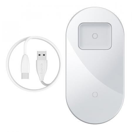 Беспроводное зарядное устройство Baseus 2в1 Simple Wireless Charger (BS-W508 WXJK-C02) White, белый Беспроводное зарядное устройство Baseus 2в1 Simple Wireless Charger (BS-W508 WXJK-C02) White, белый