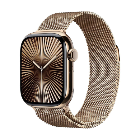 Apple Watch Series 10, 46 мм корпус из титана цвета «Gold», ремешок Milanese Loop цвета «Gold»